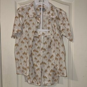Free planet boys 12 Palm Tree Print Kids Shirt and Shorts Set